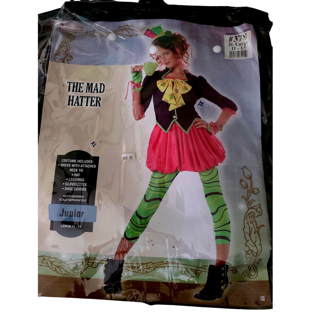 Mad Hatter Costumes Junior Large 11-13 Girls Dress Up Set 378 Purple‎ Halloween